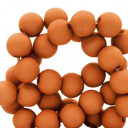 Acrylic beads 6mm round Matt Rusty orange